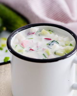 Легкая окрошка с редиской, на кефире