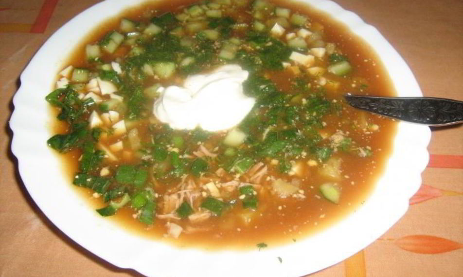 Рецепт окрошки мясной на квасе