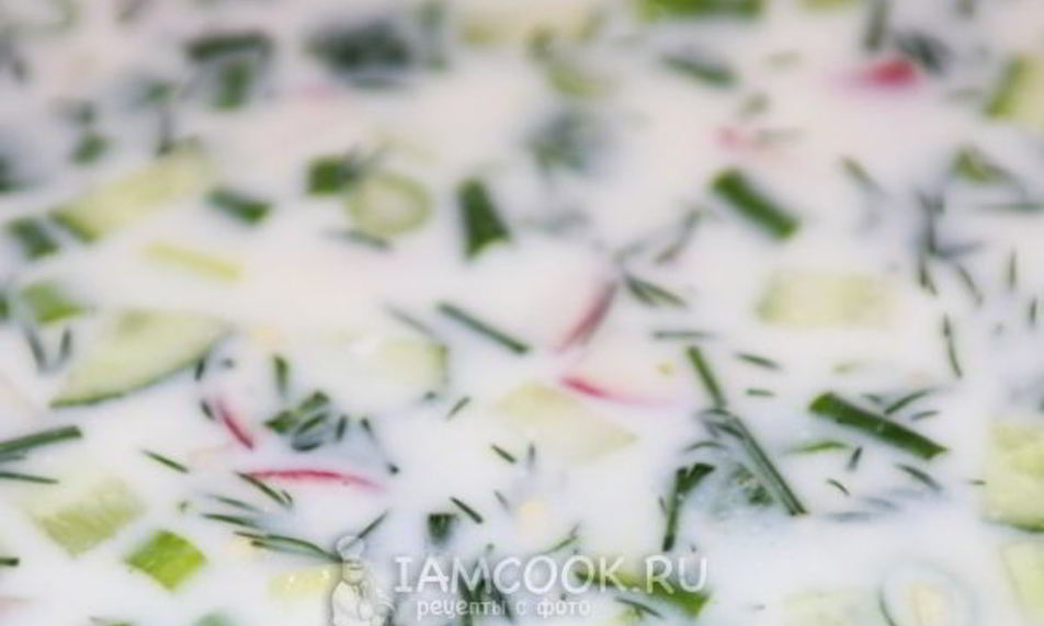 Рецепт окрошки на кефире без колбасы