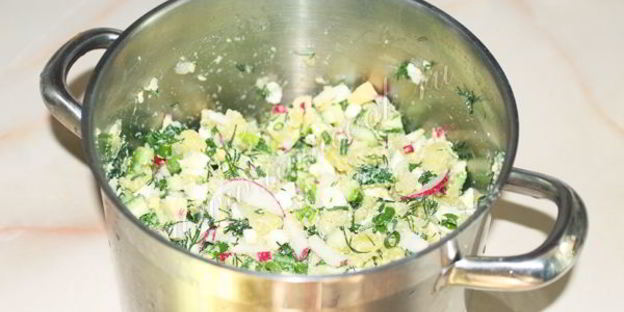 окрошка на кефире без колбасы