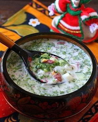 Окрошка на кефире и газированной воде