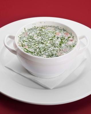 Окрошка на курином бульоне под майонезом