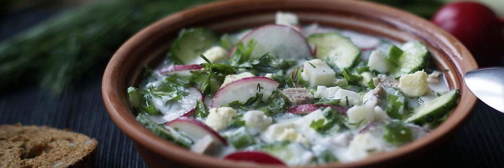 Окрошка на квасе с редисом