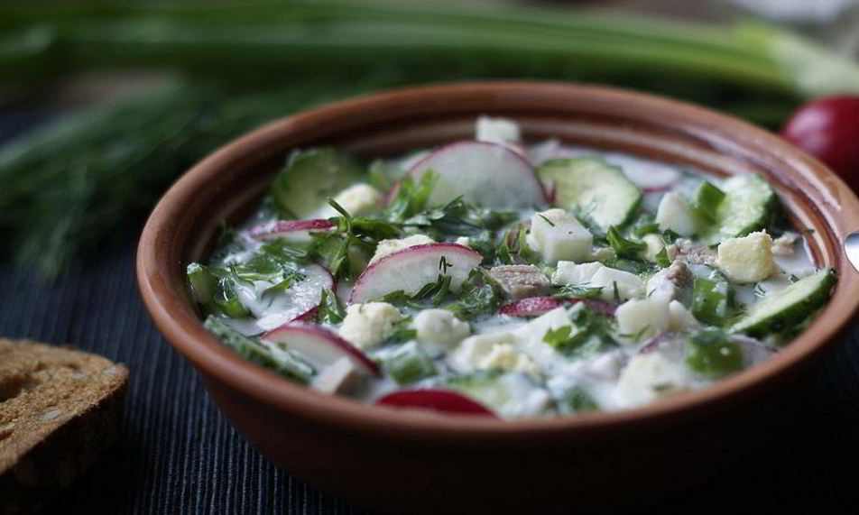 Рецепт окрошки на квасе с редисом