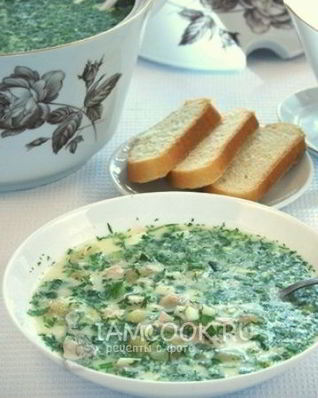 Окрошка на сыворотке с куриной грудкой