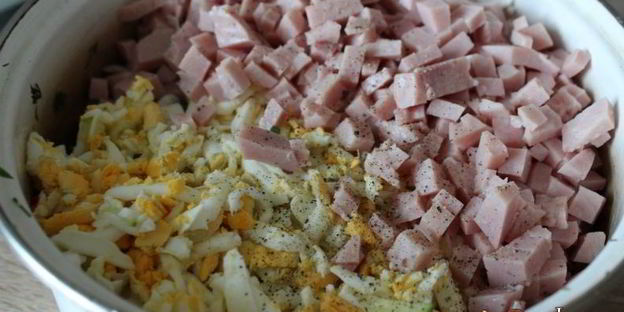 окрошка на сыворотке с ветчиной