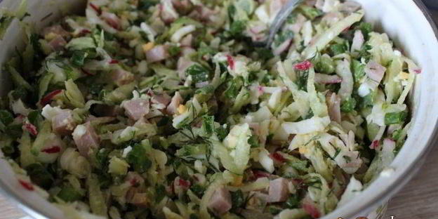 окрошка на сыворотке с ветчиной