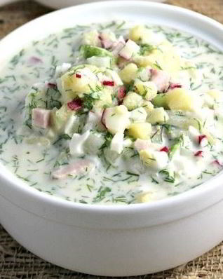 Окрошка на воде и сметане