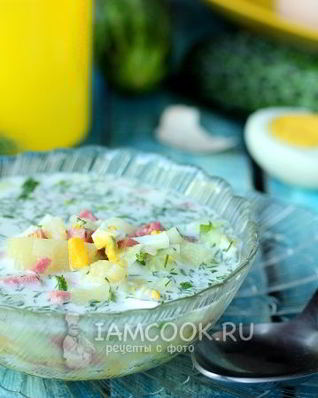 Окрошка на воде с сервелатом