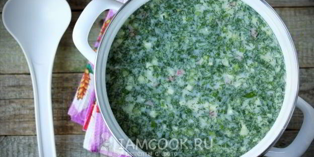 окрошка на воде с сервелатом