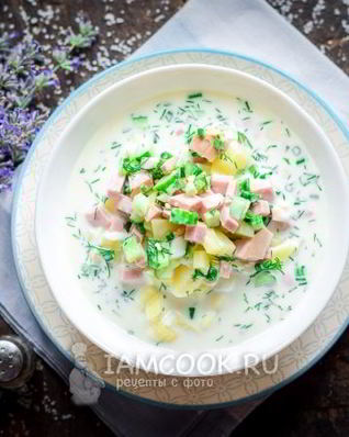 Окрошка с колбасой на воде