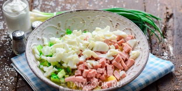 окрошка с колбасой на воде
