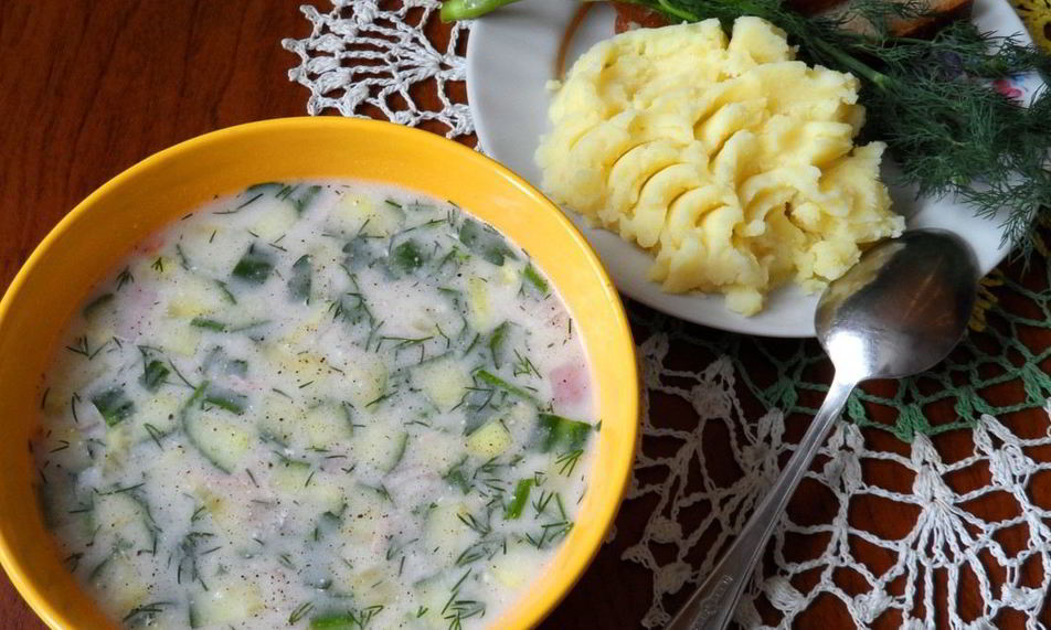 Рецепт окрошки с вареной колбасой