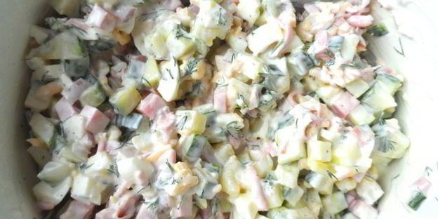 окрошка с вареной колбасой