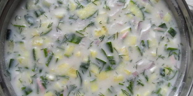 окрошка с вареной колбасой