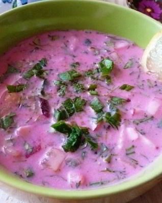 Окрошка со свеклой и мацони