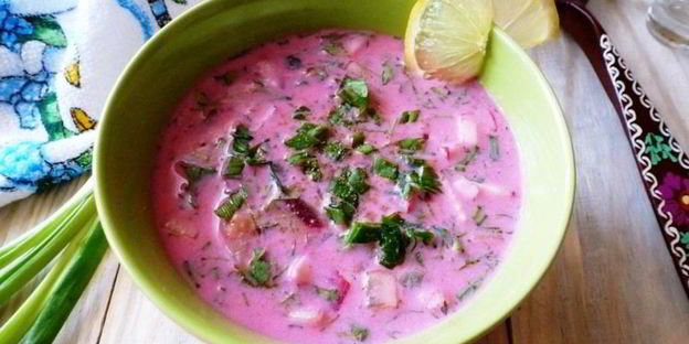 окрошка со свеклой и мацони