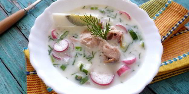 овощная окрошка с тунцом