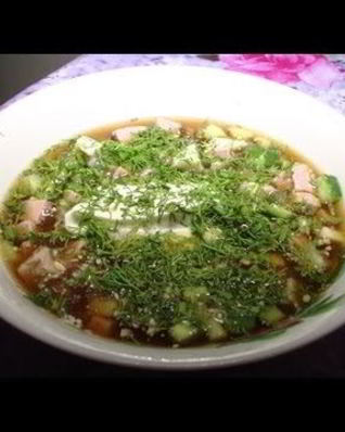 Постная окрошка с грибами