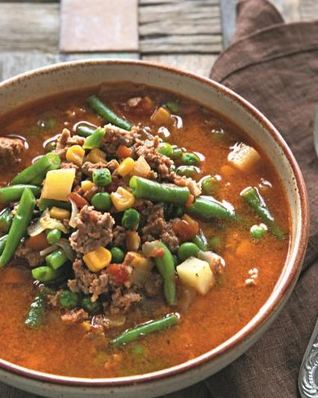 Быстрый овощной суп с фаршем