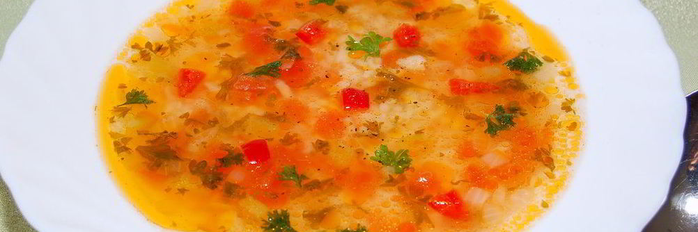 Легкий овощной суп с рисом