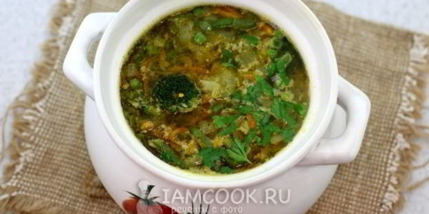 овощной суп с консервированным зеленым горошком