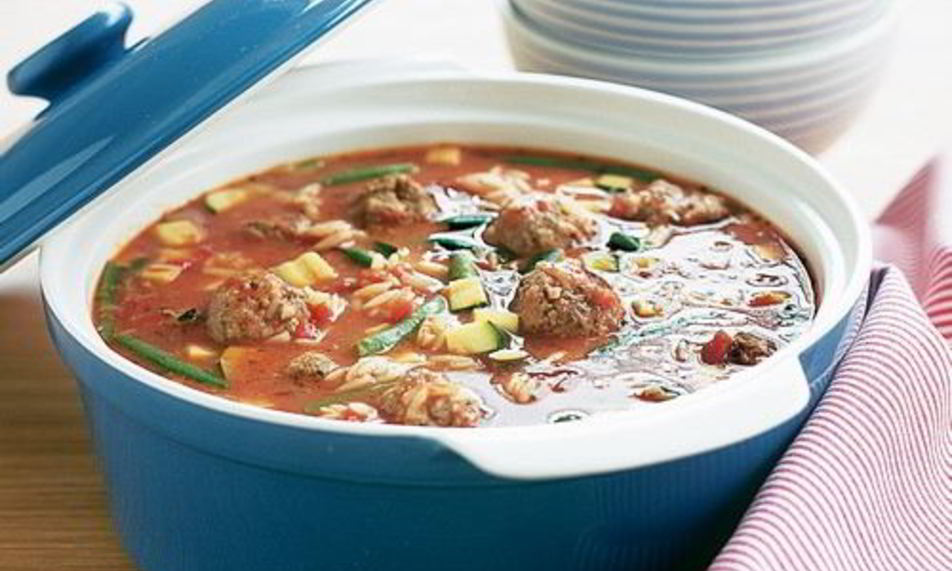 Рецепт овощного супа с сыром, фрикадельками и вермишелью по-итальянски