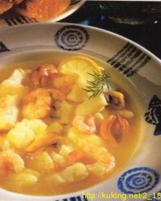 Похлебка из мидий и креветок