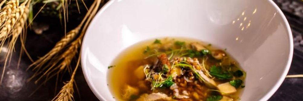 Похлебка из ржи с уткой и белыми грибами