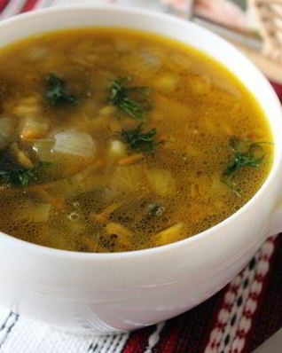 Постный рассольник с грибами