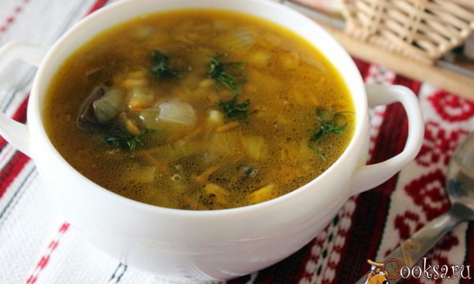 Рецепт постного рассольника с грибами