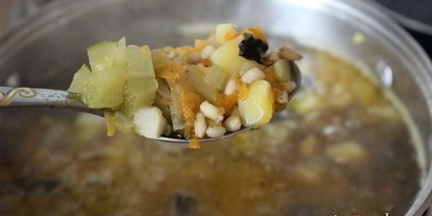 постный рассольник с грибами