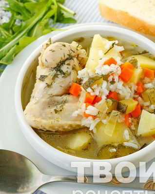 Рассольник на курином бульоне