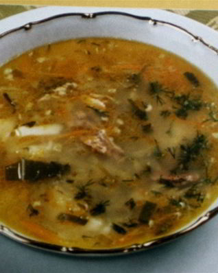 Рассольник с говяжьей грудинкой