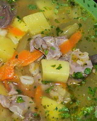 Рассольник с куриными потрошками