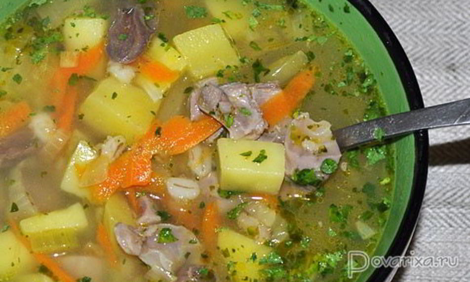 Рецепт рассольника с куриными потрошками