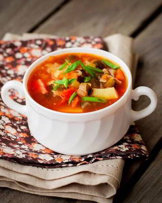 Рассольник с курицей и грибами