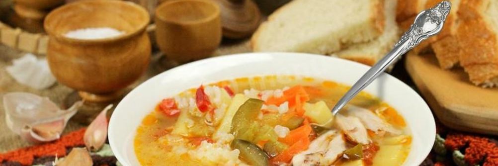 Рассольник с курицей и рисом
