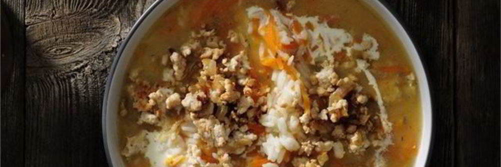 Рассольник с мясом и рисом