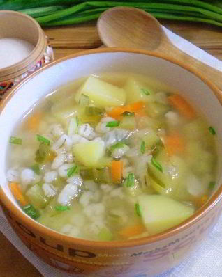 Рассольник с перловкой