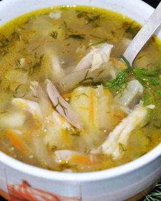 Рассольник с рисом и огурцами