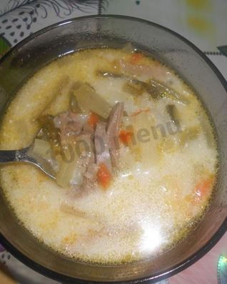 Рассольник с рисом и языком