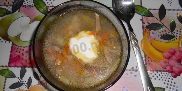 рассольник с рисом и языком