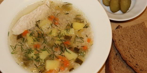 рассольник с ячневой крупой