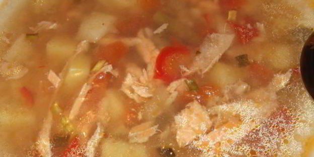 рыбный суп с рисом и овощами