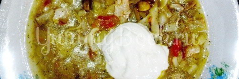 Куриные щи с грибами и лапшой