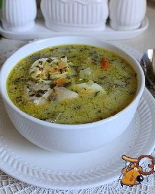 Щи со шпинатом и шампиньонами