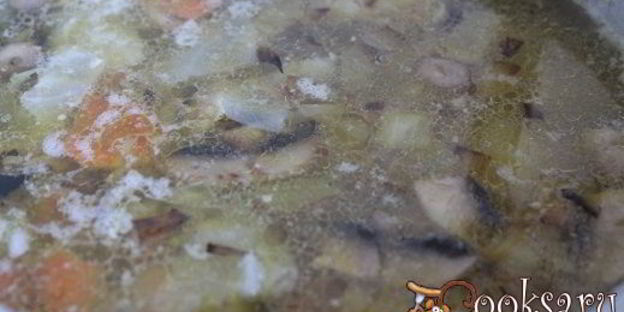 щи со шпинатом и шампиньонами