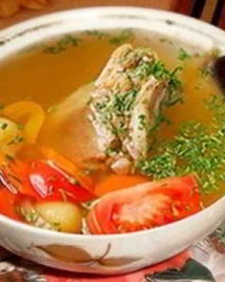 Шурпа из курицы с зеленью