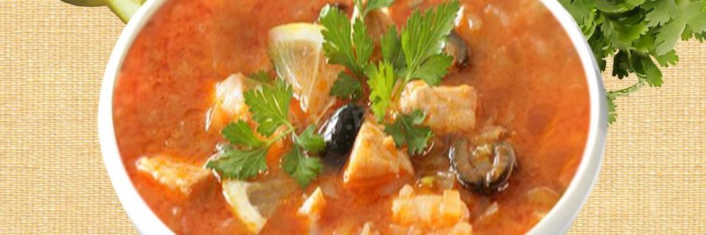 Рыбная солянка с белугой